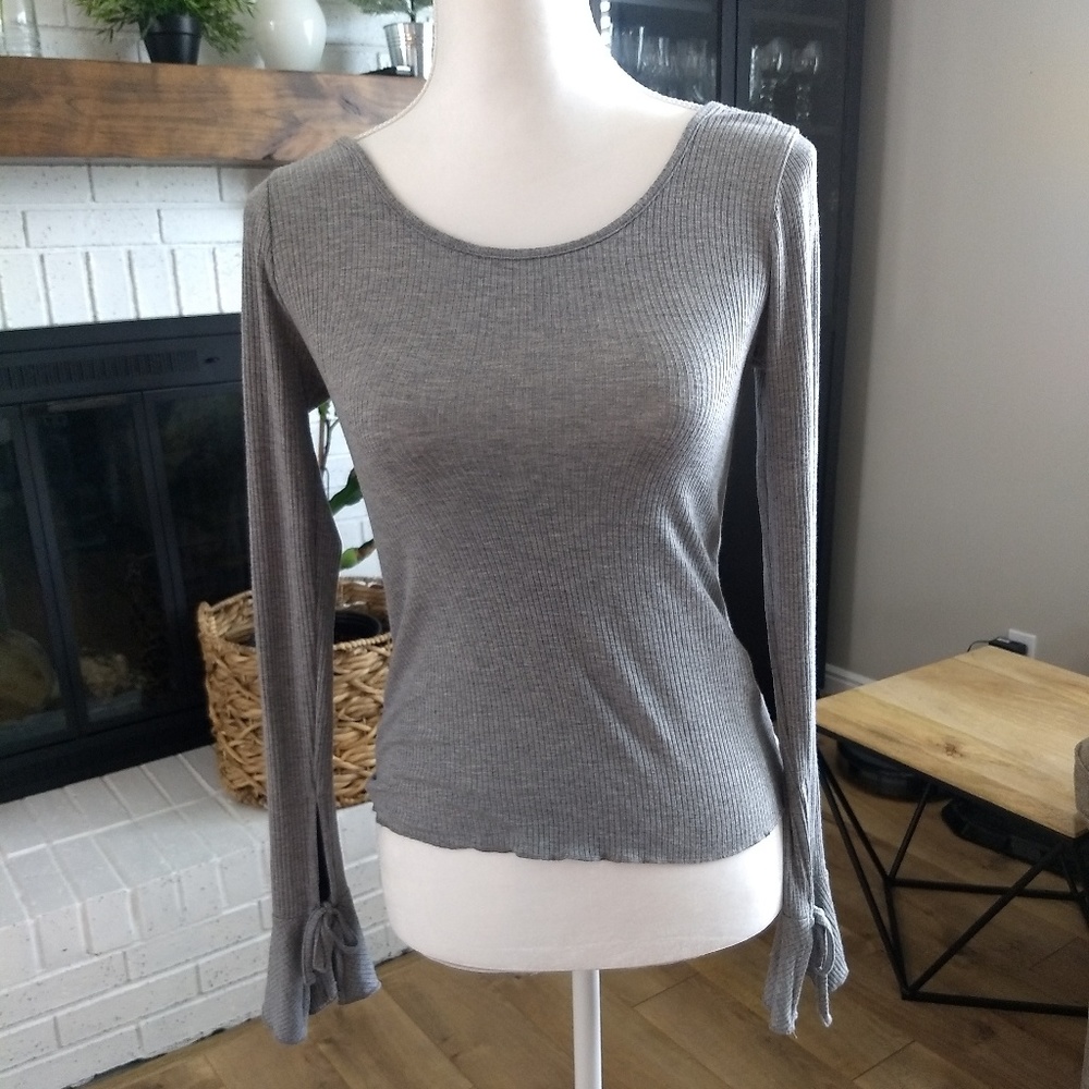 Band of Gypsies Gray Ribbed Shirt, XSmall